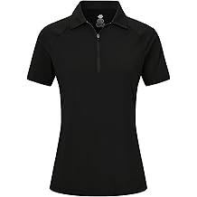 女式高尔夫 Polo 衫短袖拉链领网球衫轻质干版运动运动休闲上衣