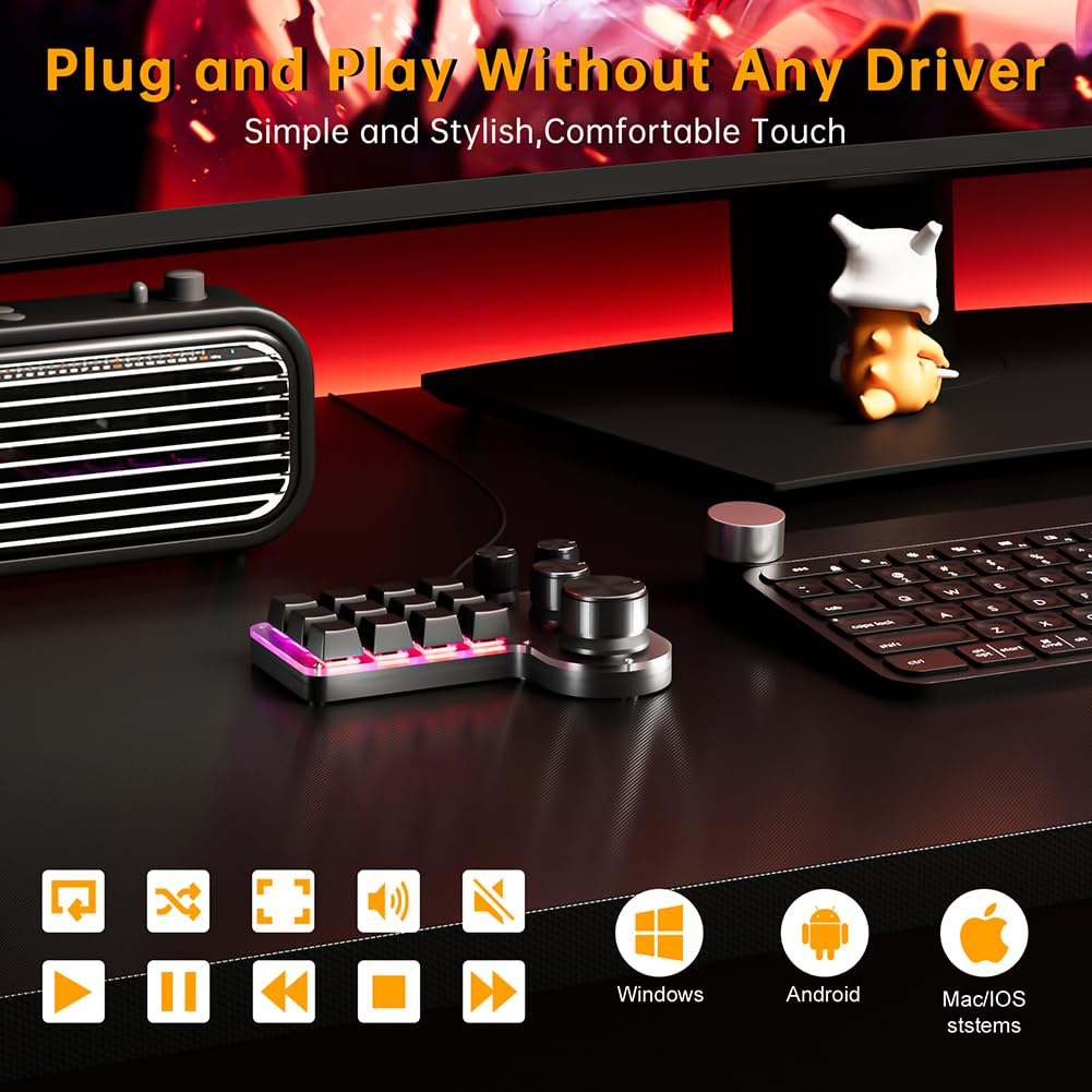 RGB USB Przewodowa/kompatybilna z Bluetooth mechaniczna klawiatura do gier Red Switch z możliwością wymiany podczas pracy 12 klawiszy 4 pokrętła Programowanie makro Niestandardowa klawiatura do