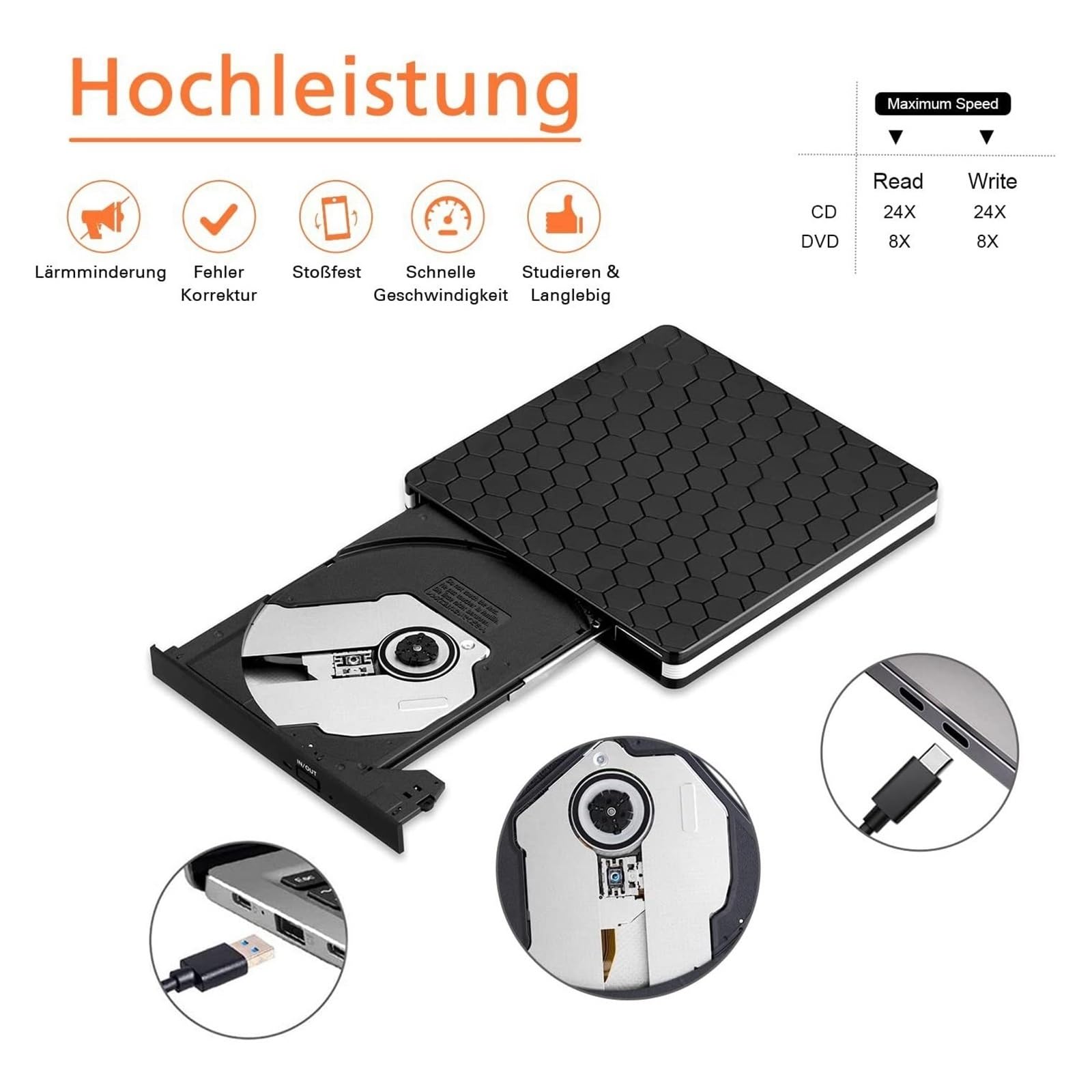 Lettore Dvd unità Ottica Portatile CD USB Esterna unità Ottica Lettore Dvd Masterizzatore Dvd Portatile