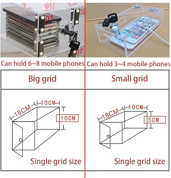 Cell Phone Jail, Acrylic Cell Phone Lock Box, Wall-Mounted Cell Phones Storage Cabinet, 20 Slots Clear Cell Phone Lockers for Office School Gym,Large Grid