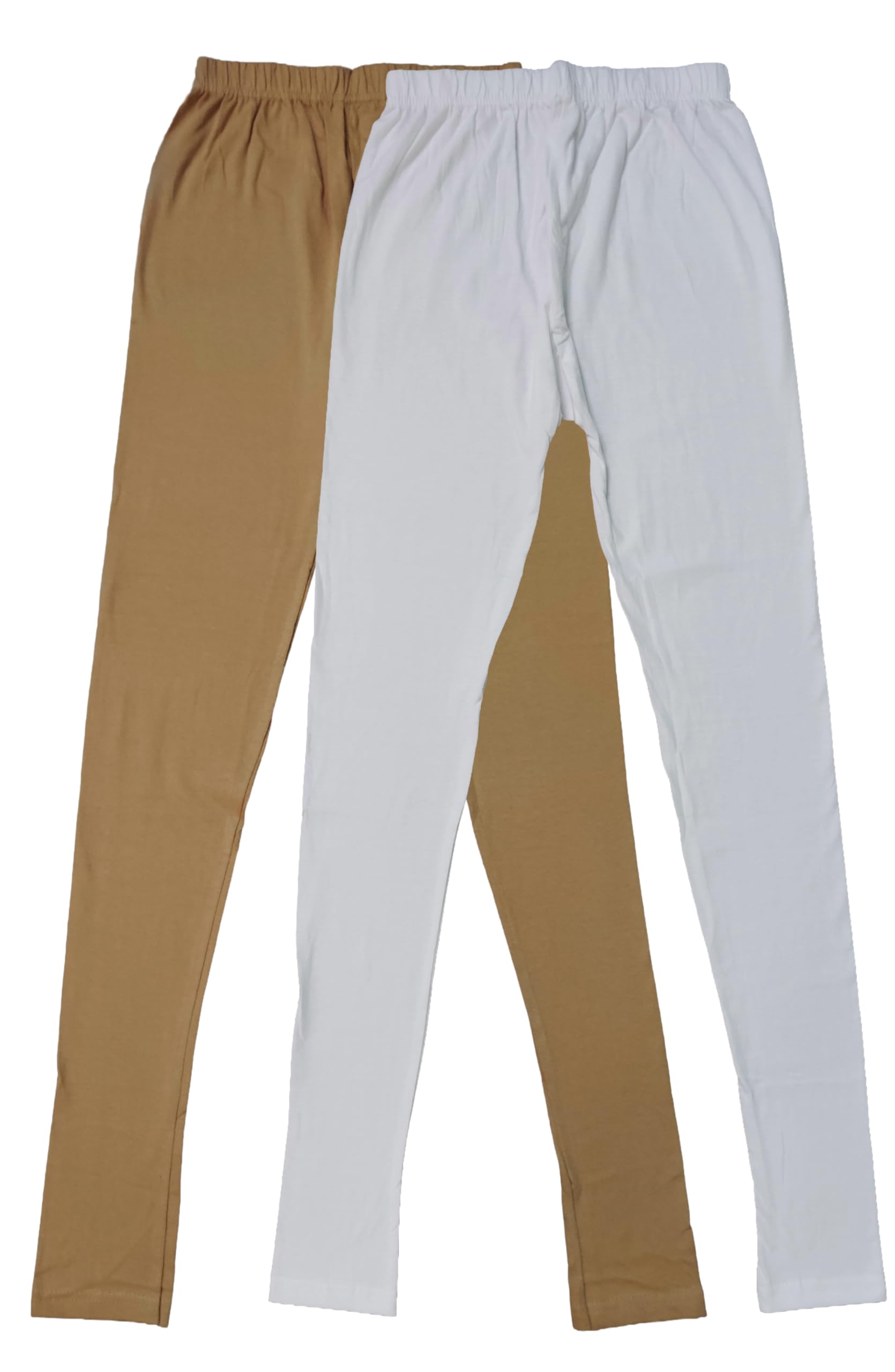 Aarudra Fashions Combo Cotton Leggings(White,Beige)(Pack of 2)-image-2