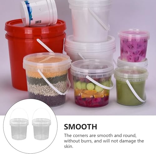 Miniatura 7 de Hemoton Cubo de sopa 2 unidades, 1 litro (33.8 onzas) de plástico transparente con tapa y asa, tina de helado con tapas, recipientes de