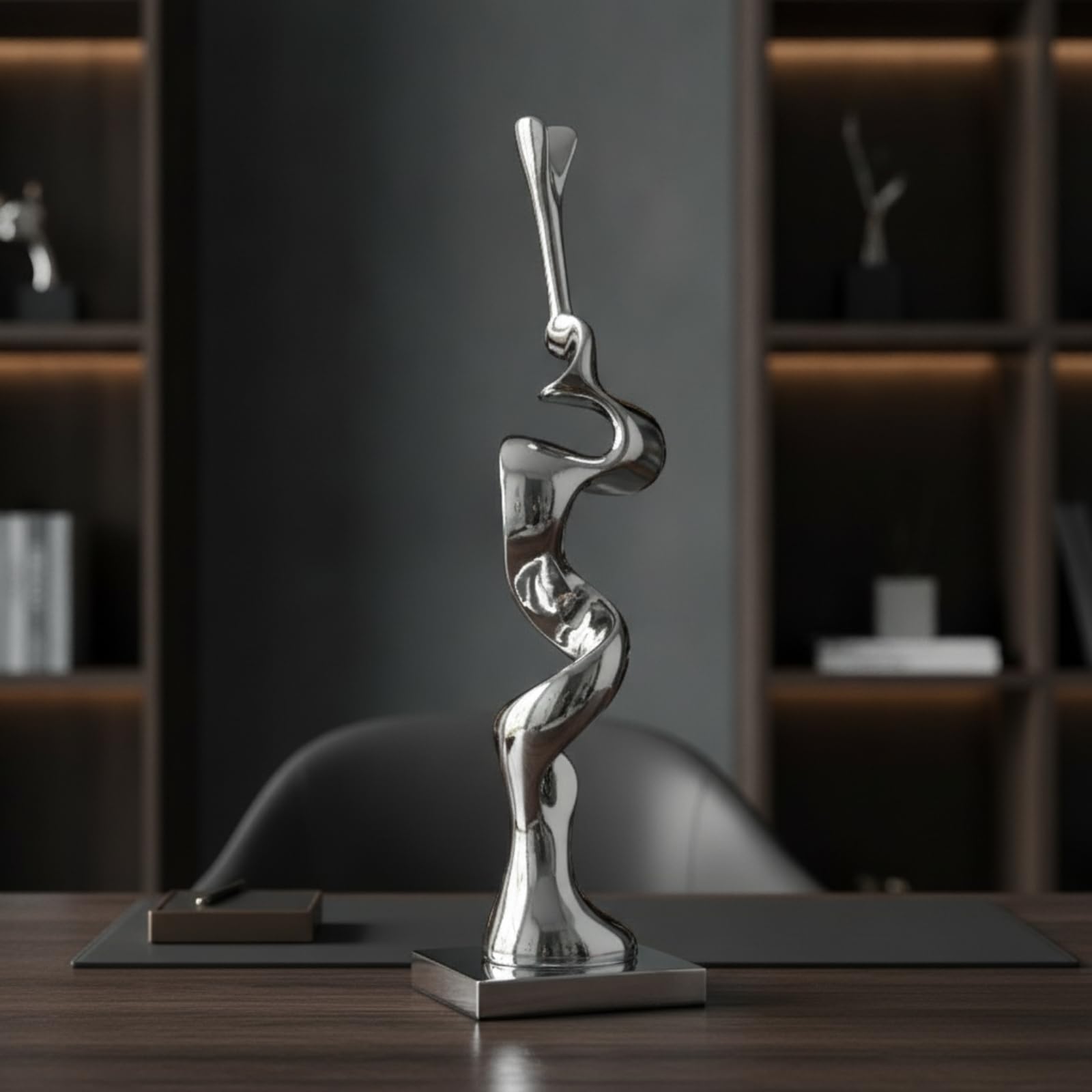 Baoblaze Estatua Escultura Moderna Decorativa Ornamental Figura Resina de Estilo Actual con Reflejo Intenso y Forma en Espiral con Base Cuadrada Adecuada para, 12 12 37cm