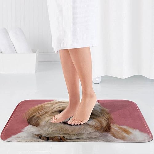 Miniatura 4 de Shih Tzu - Juego de cortina de ducha impermeable y tapete de poliéster con ganchos, 70.8 x 70.8 pulgadas