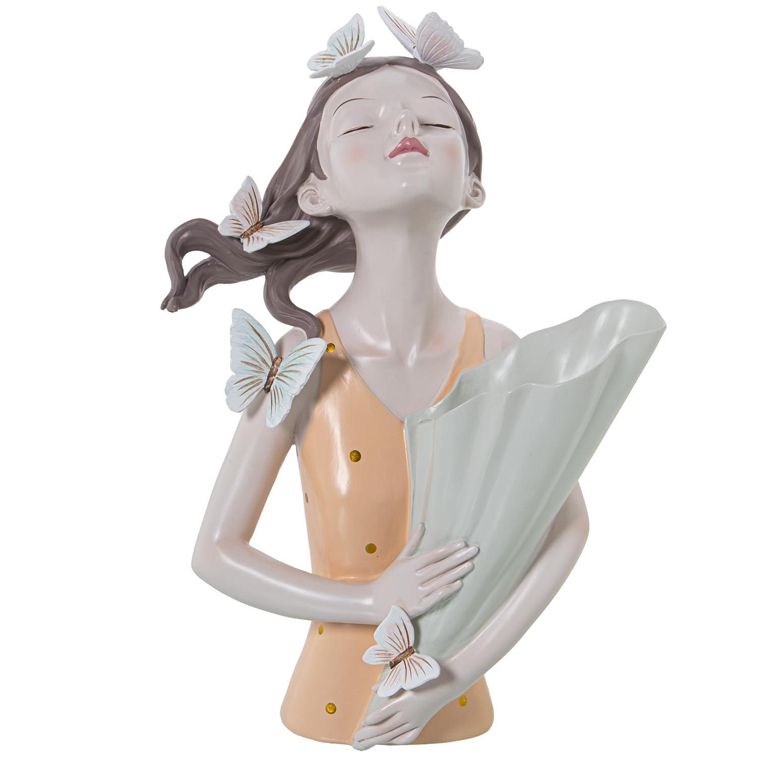 Sculpture torse de jeune fille en résine haut de gamme de 31 cm couleur orange