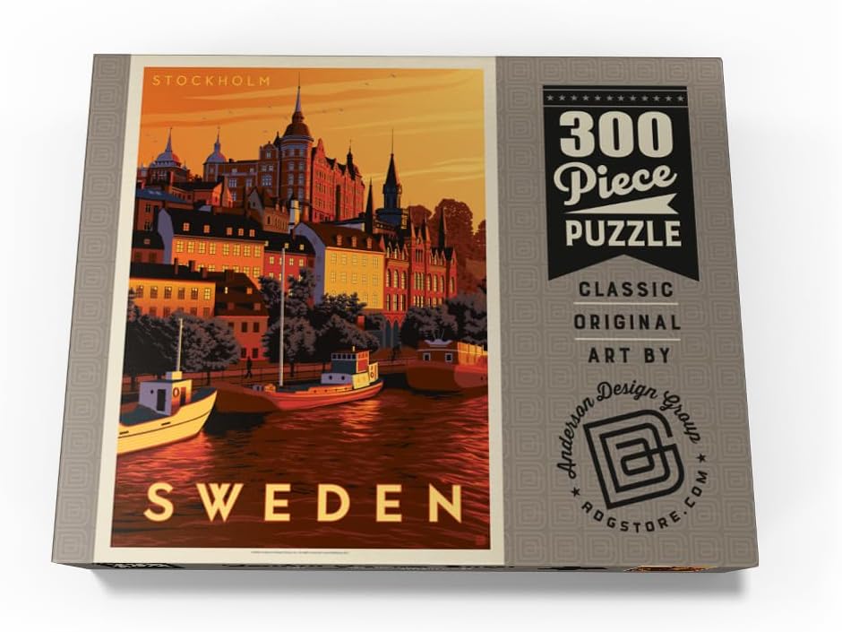 MyPuzzle Sweden: Stockholm, Vintage Poster - Premium 300 Piece Jigsaw Puzzle for Adults