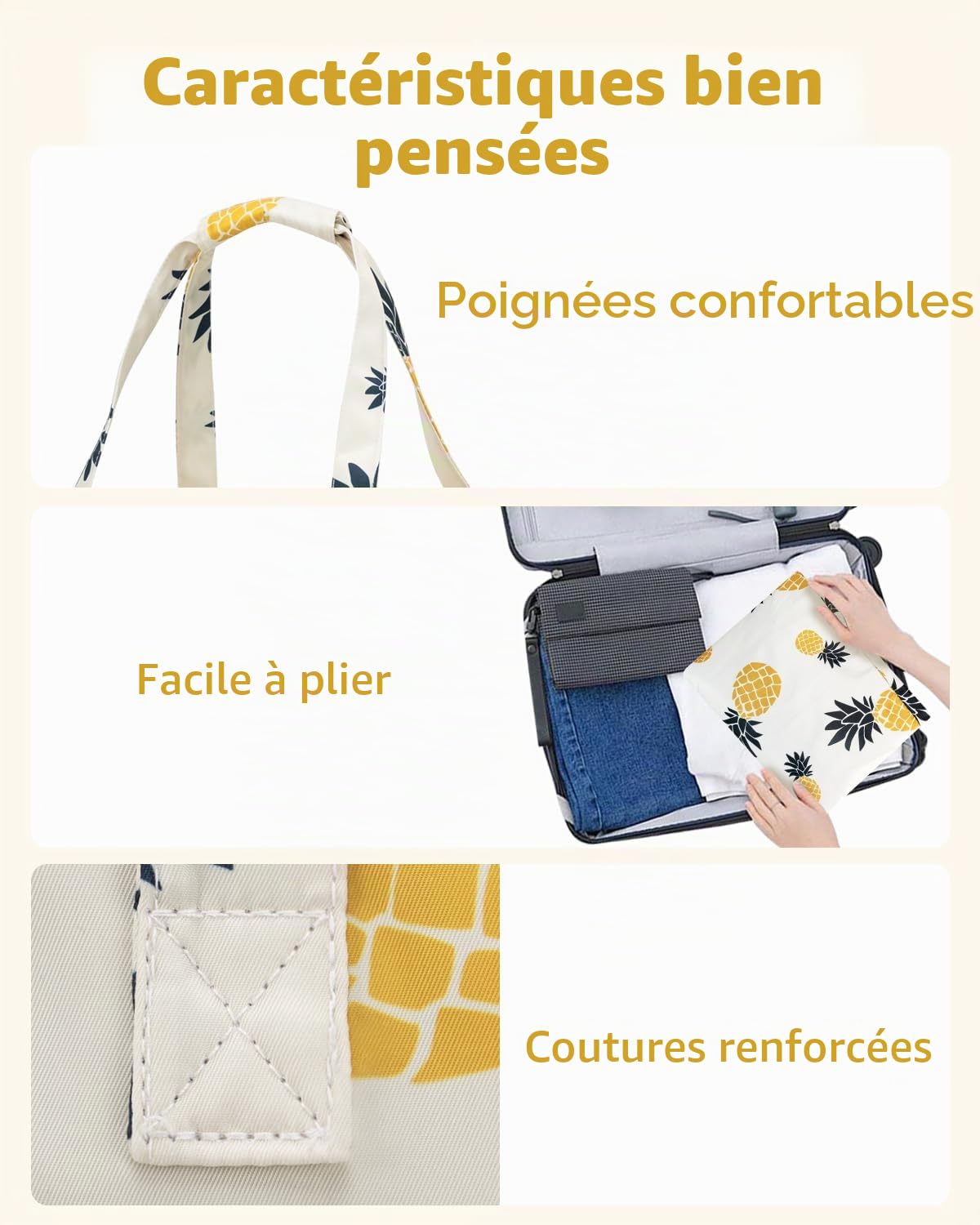 KABAQOO Sac de Plage XXL Famille avec Fermeture Éclair et Compartiment Humide Sac Cabas Piscine Femme Grand Multipoches
