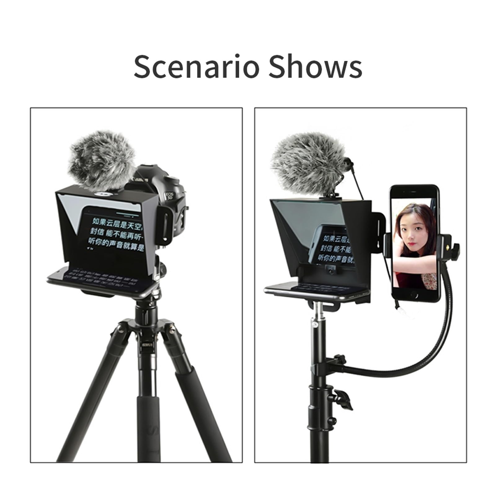 Teleprompter, Tragbarer Teleprompter for Smartphone-DSLR-Aufzeichnung von Live-Übertragungen, Inscriber-Teleprompter-Artefaktvideo mit Fernbedienung, Online-Lehre Live-Streaming(Kit 5)