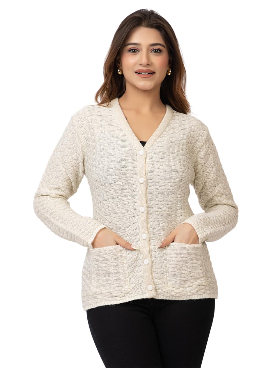twenty me Winter Wear/Casual Wear/Outdoor Wear/Acrylic Blend/V Neck/Embroidered/Full Sleeve Women's Cardigans-picture-18