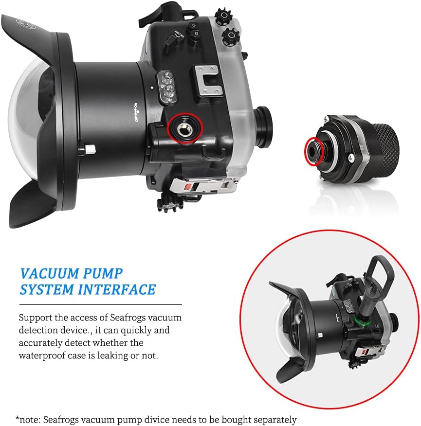 Sea frogs Underwater Camera Case Compatible with Sony A6600 16-35MM f/4 with Wide Angle Fisheye Lens IPX8 40m/130ft Maximum Diving Depth Waterproof Camera Housing for Diving, Surfing, Rowing, Skiing