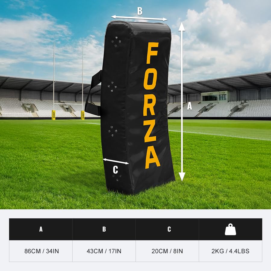 FORZA Bouclier de frappe incurvé de rugby [modèle Pro] – Tapis de pêche en mousse haute densité avec housse en PVC résistant aux intempéries – Junior ou Senior