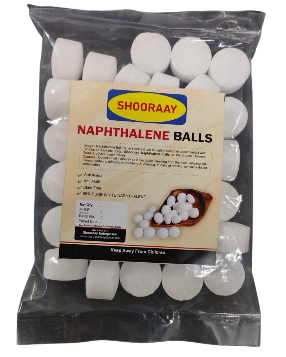 Shooraay Naphthalene Balls for Clothes, Kapoor, Kunain, Naphthalene Balls 3 in 1 Anti-Insect, Anti-Moth, Anti-pests/Napthalene Balls for Bathroom, Cockroaches - White (200g) (B0C46H9JKL) Amazon Price History, Amazon Price Tracker