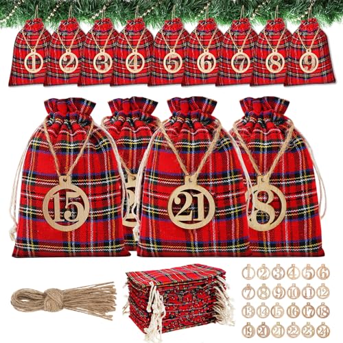 Adventskalender zum Befüllen, 24pcs Adventskalender Säckchen,...