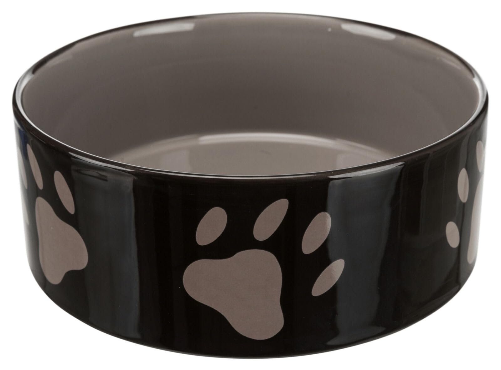 Trixie Ceramic Bowl With Paw Prints For Dogs, 1.4 Litre, - Dog - Bowl Ceramic Dog Water Food Sizes Brown/Cream
