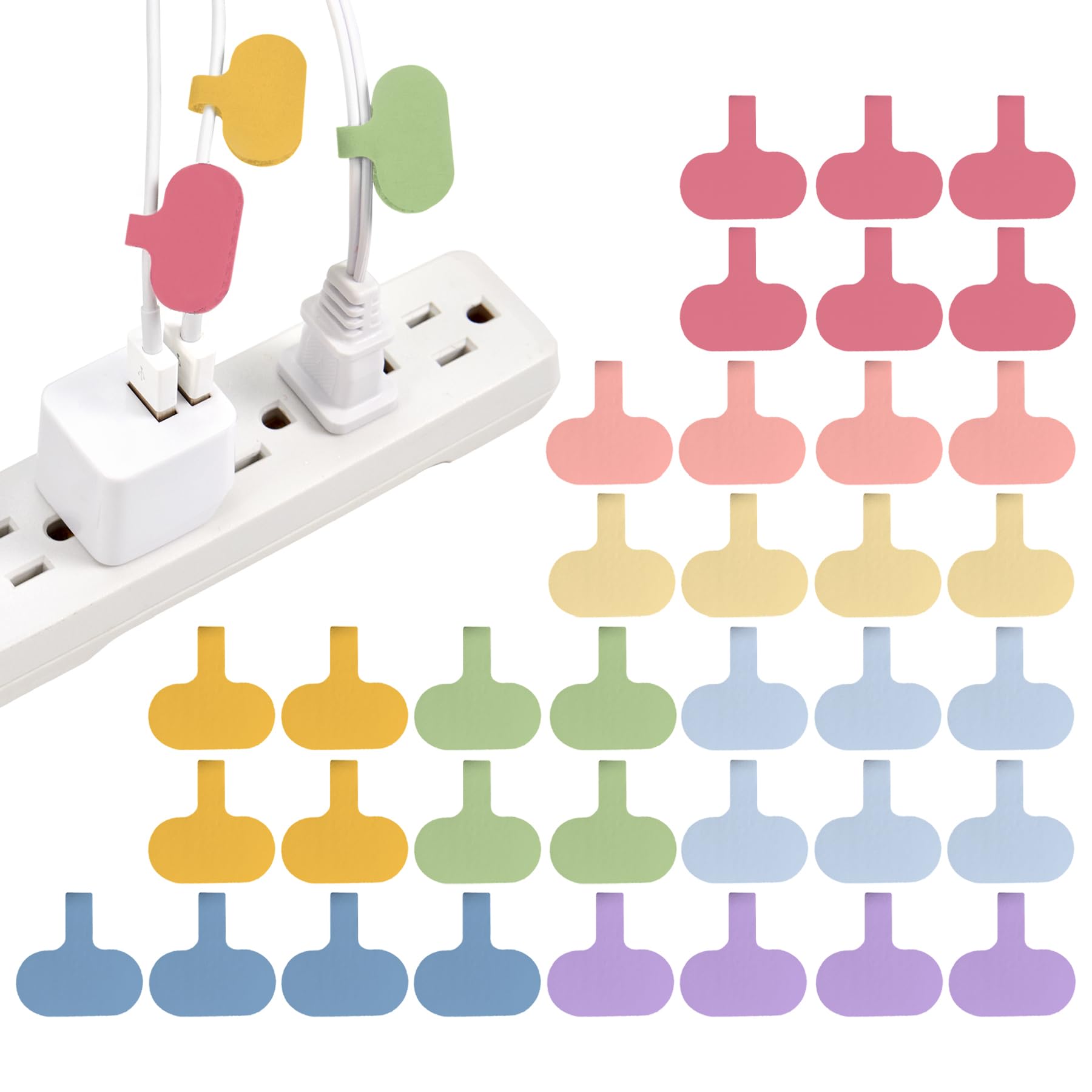 Wrap-It Storage Cable Labels - Oval, Macaron (36 Pack) - Write On Cord Labeler Wire Label Tags