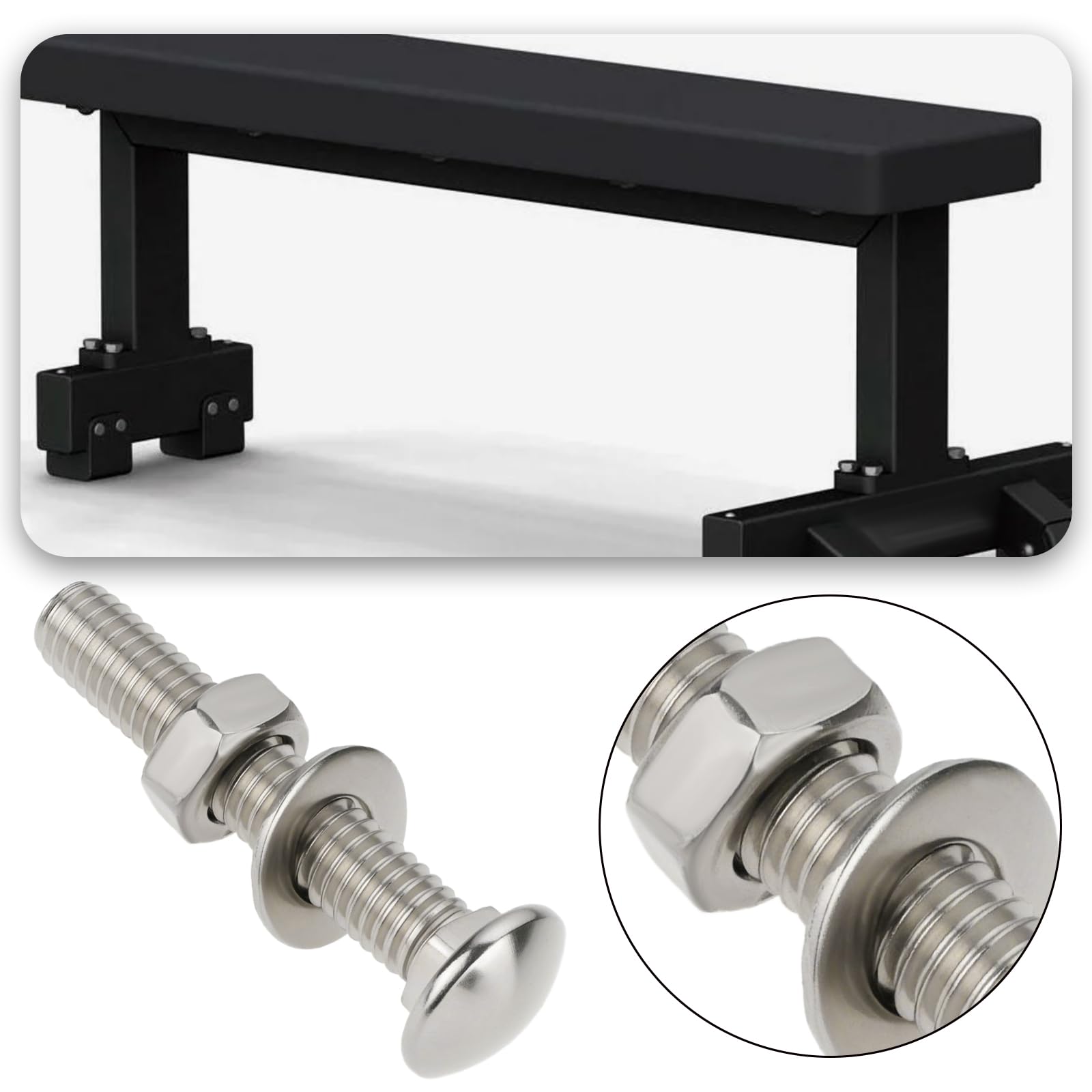 OTOTEC 48 Sets M6x35 Nuts Bolts Washers Set Hardwood Bench Slat
