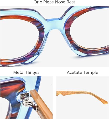 Miniatura 5 de HEPIDEM Gafas de acetato multicolor degradadas con marco para mujer, gafas grandes grandes 2023