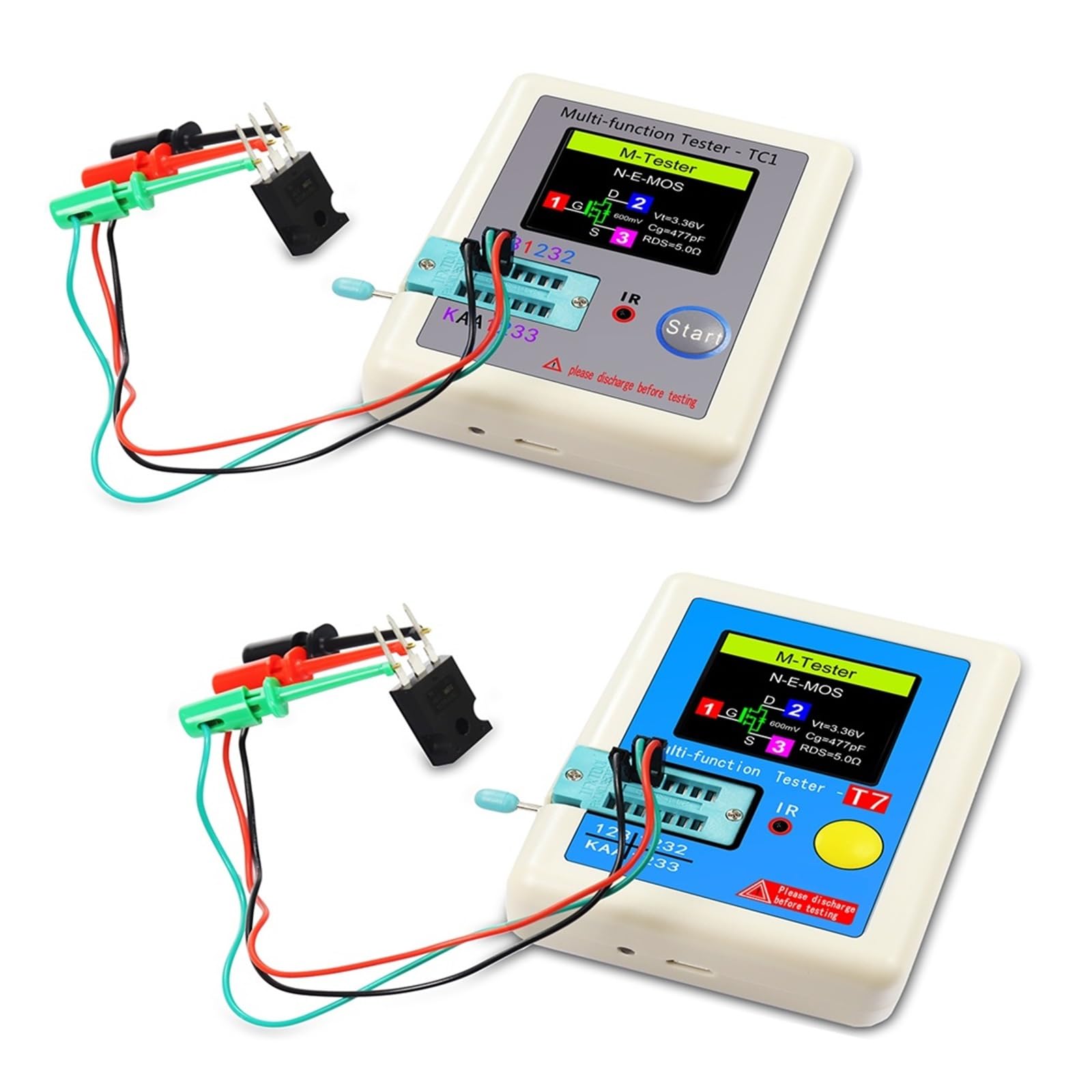 LCR-TC1 1,8 "pantalla TFT LCD Multímetro Probador De Transistores Diodo Triodo Condensador Resistencia Medidor Prueba MOSFET NPN PNP Triac MOS Análisis Detección Preciso Exhaustivo(LCR-T1 AND LCR-T7)
