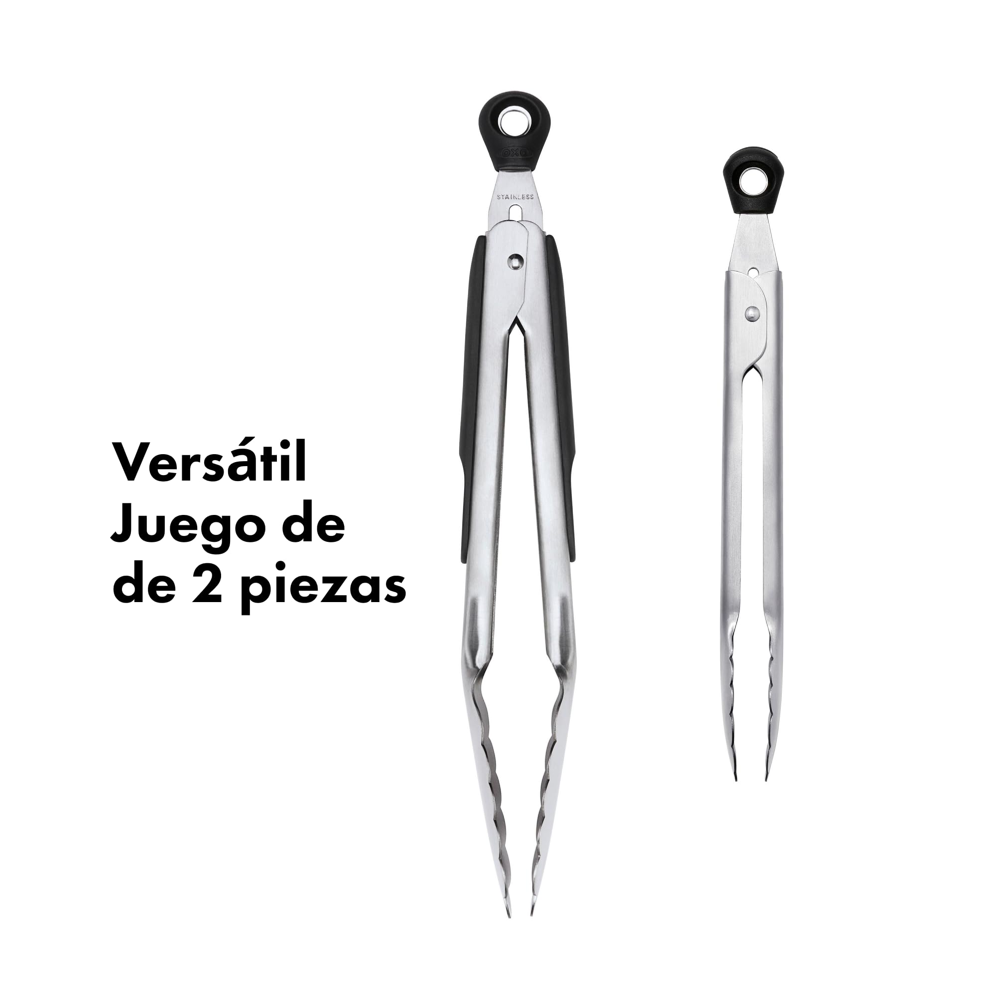 OXO Good Grips Juego de Pinzas, Mini 17,7 cm y Estándar 22,8 cm
