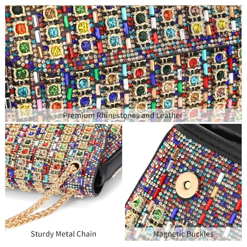 Image of RNIEGA Sparkling Rhinestone Evening Clutch Handbag Purse Ladies Crossbody Shoulder Bag with Metal Chain for Wedding Party