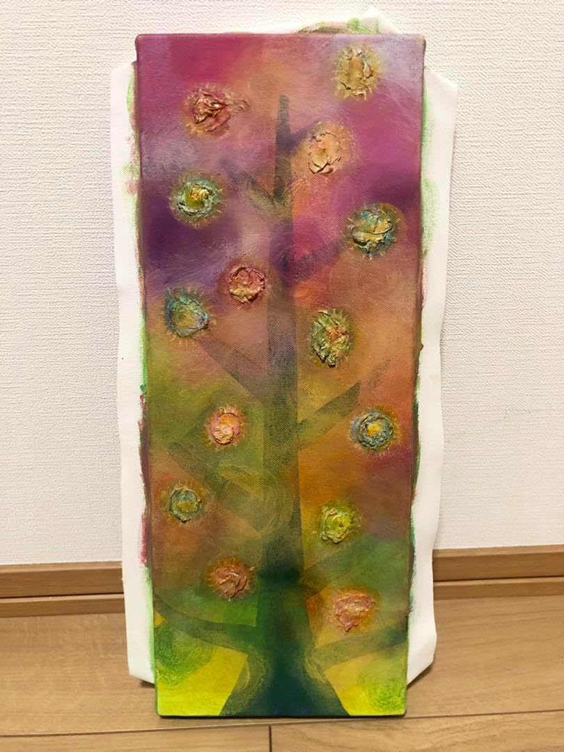 果樹 アクリルパステル画 サイズWF0 アート