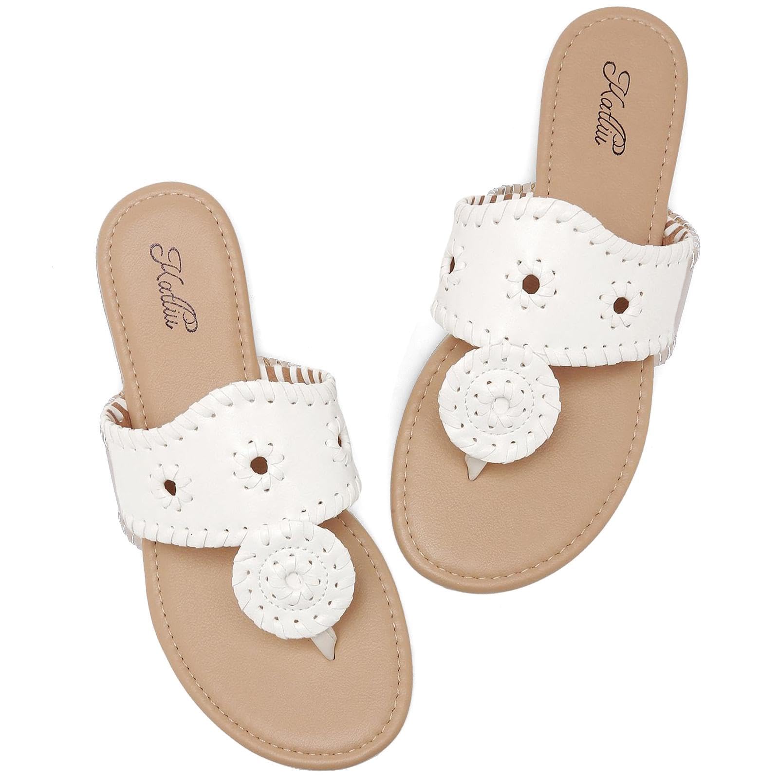 katliu Damen Sandalen mit Zehentrenner Design, modische leichte Sommer Sandalen mit rutschfester Sohle, bequeme Freizeitschuhe für Alltag und Urlaub 36-42