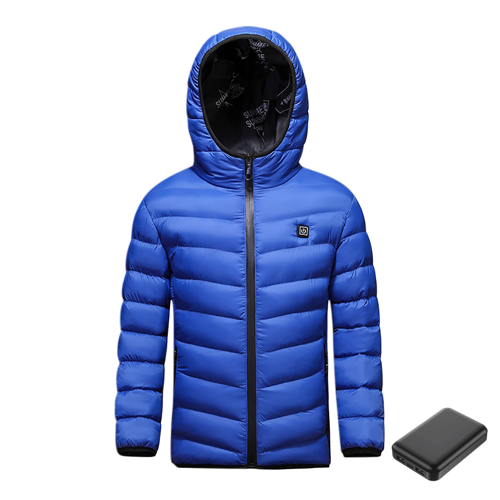 Veste Chauffante Enfants USB Manteau à Capuche Jacket Chauffants Intelligents avec 2 Zones de Chauffage et 3 Température Réglable Doudoune Hiver Chaud Confortable Vêtements Pour Randonnée Ski Camping