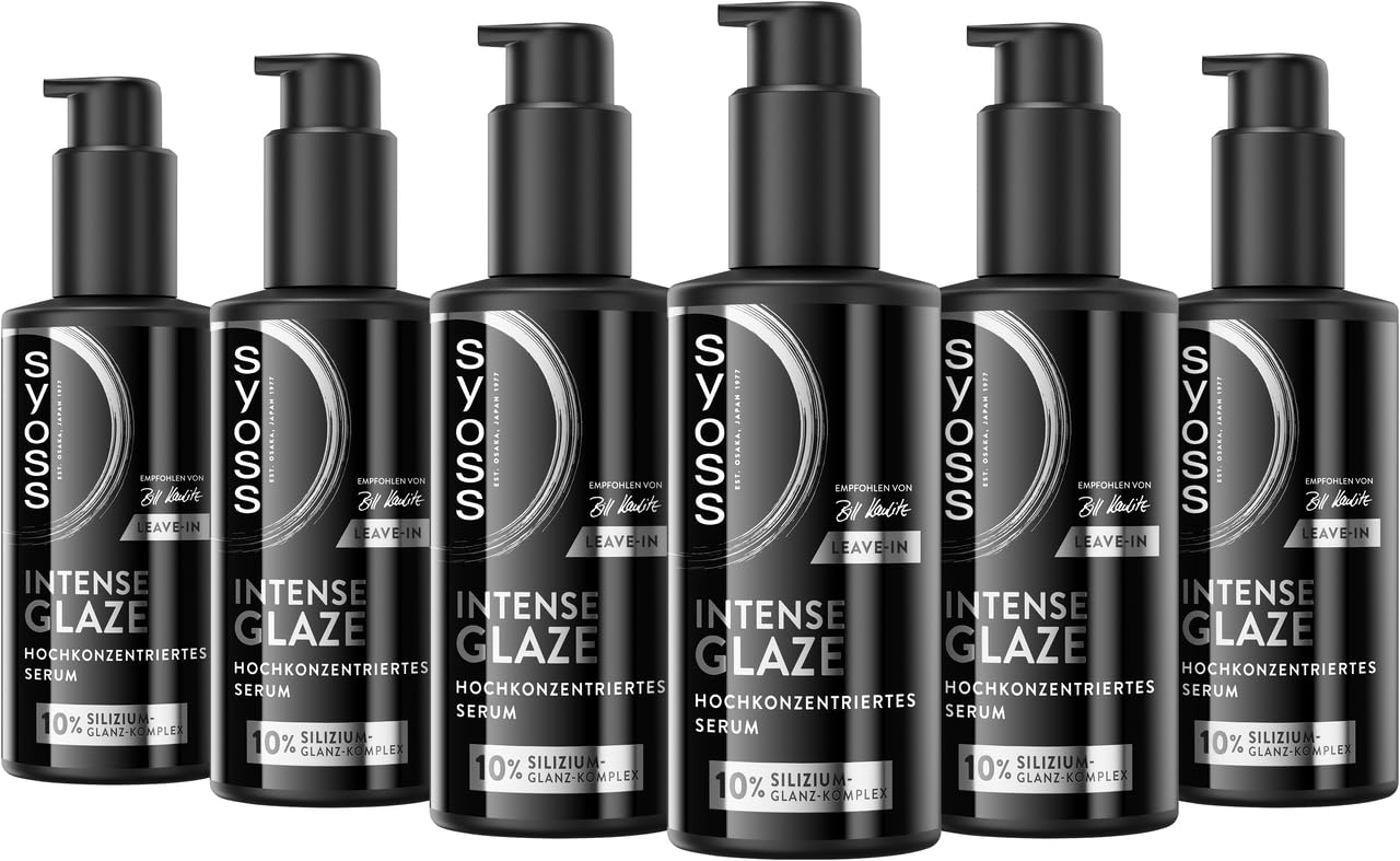 Syoss Intense Glaze hochkonzentriertes Serum (6x 100 ml), pflegendes Haarserum mit 10% Silizium Glanz-Komplex, Leave-in Haarpflege versiegelt das Haar für ein intensives Glanz-Finish