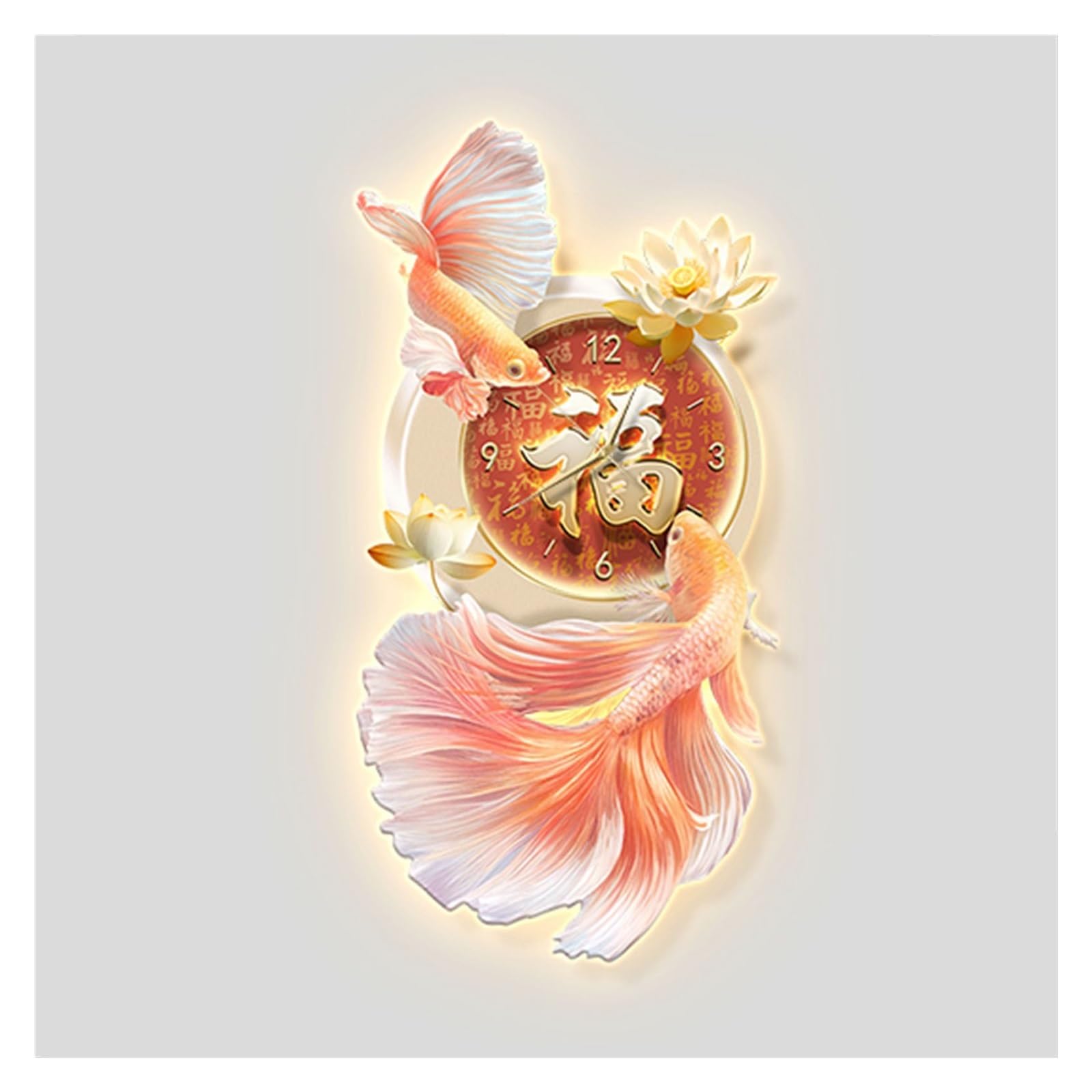Tempo Decorazione da parete creativa appendere con orologio e luce a LED