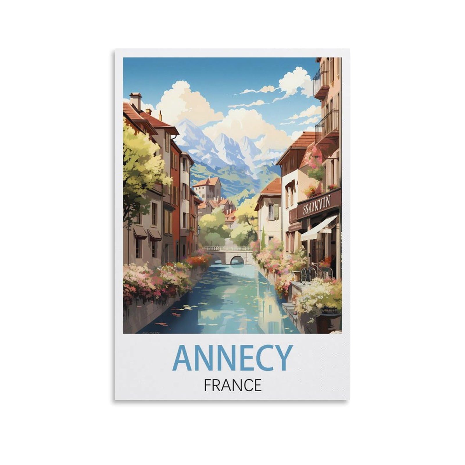 Lcynnh Unframe-Style Annecy France Vintage Travel Poster Coast 08X12inch(20X30cm) Print Poster Home Bathroom Bedroom Office Living Room Decor Canvas Poster
