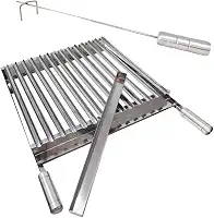 Grelha Argentina 50x40 Inox + Espalhador Brasa, Carvão Inox