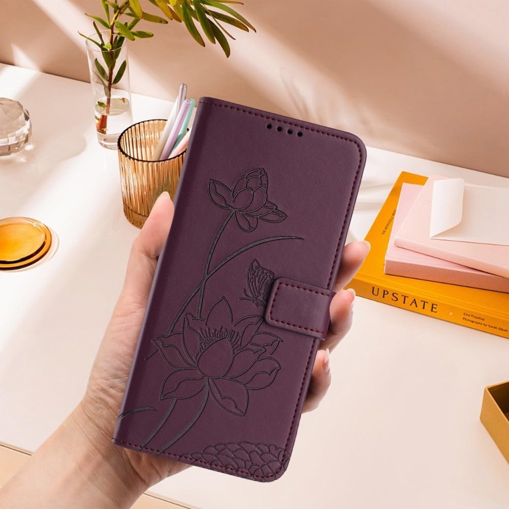 Generic Étui compatible avec Samsung Galaxy A50 / A30S / A50S (couleur : beige) étui portefeuille à rabat en cuir motif fleur papillon