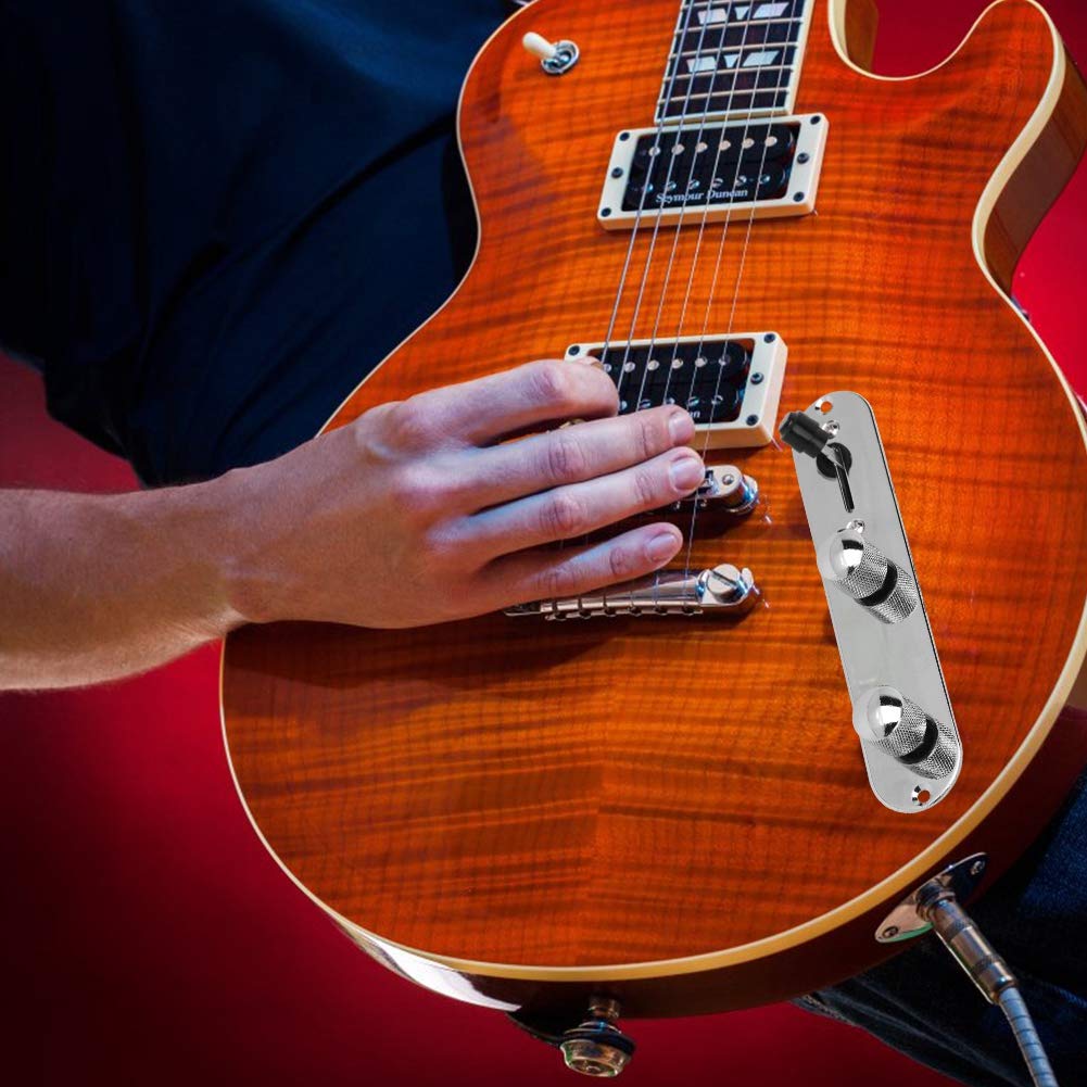 Generic Gitara Wstępnie Okablowana Płyta Sterująca Wygodny do Podłączenia 3-kierunkowy Przełącznik ze Srebrnego Stopu Cynku dla Wykonawców Gitarowych Akcesoria do Instrumentów Muzycznych