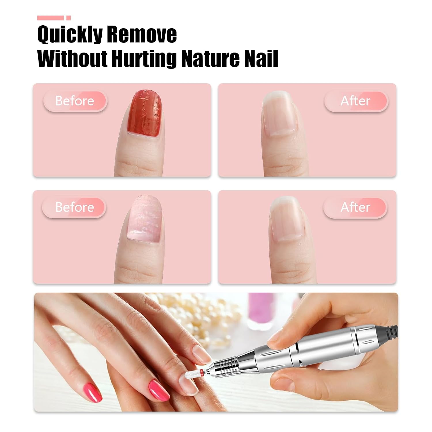 7Pcs Ceramic Nail Drill Bits for Acrylic Nails, 3/32 Professional Diamond Nail Drill Bit Set for Remove Acrylic Gel Nails Cuticle Manicure Pedicure image 5