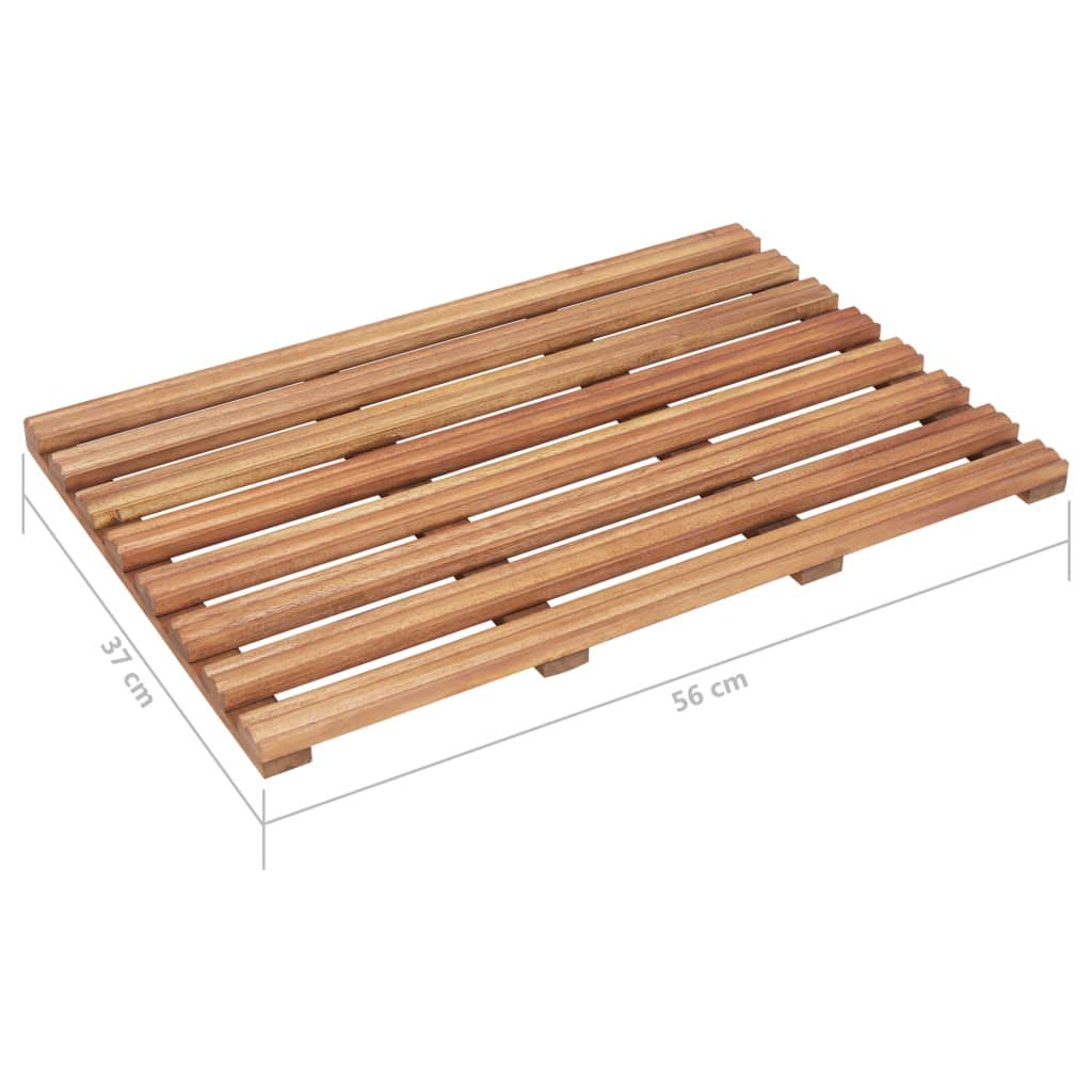 Alfombra de baño (2 piezas, madera de acacia maciza, 56 x 37 cm, antideslizante, para baño, bañera y ducha