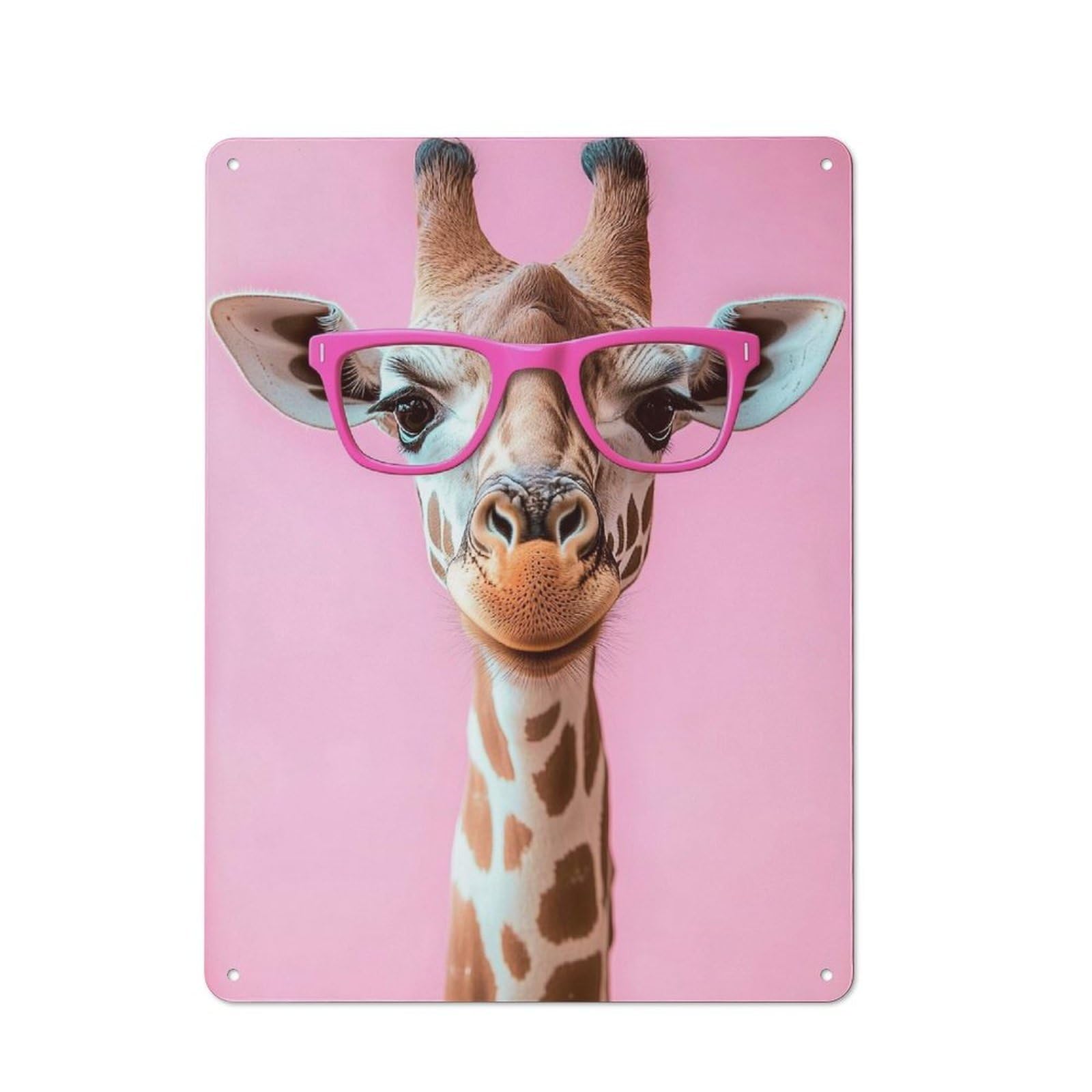 Metal Wall Art Sign with Giraffe Print Design 40x30cm, Modern Retro Urban Room Decor for Workspace, Cafe, Hallway Or Garage
