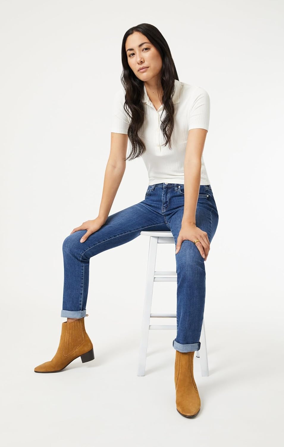 Mavi Women’s Emma Slim Leg mid Rise Jeans for Women Boyfriend Jeans – Stretchy Straight Leg Jeans for Women - Image 8