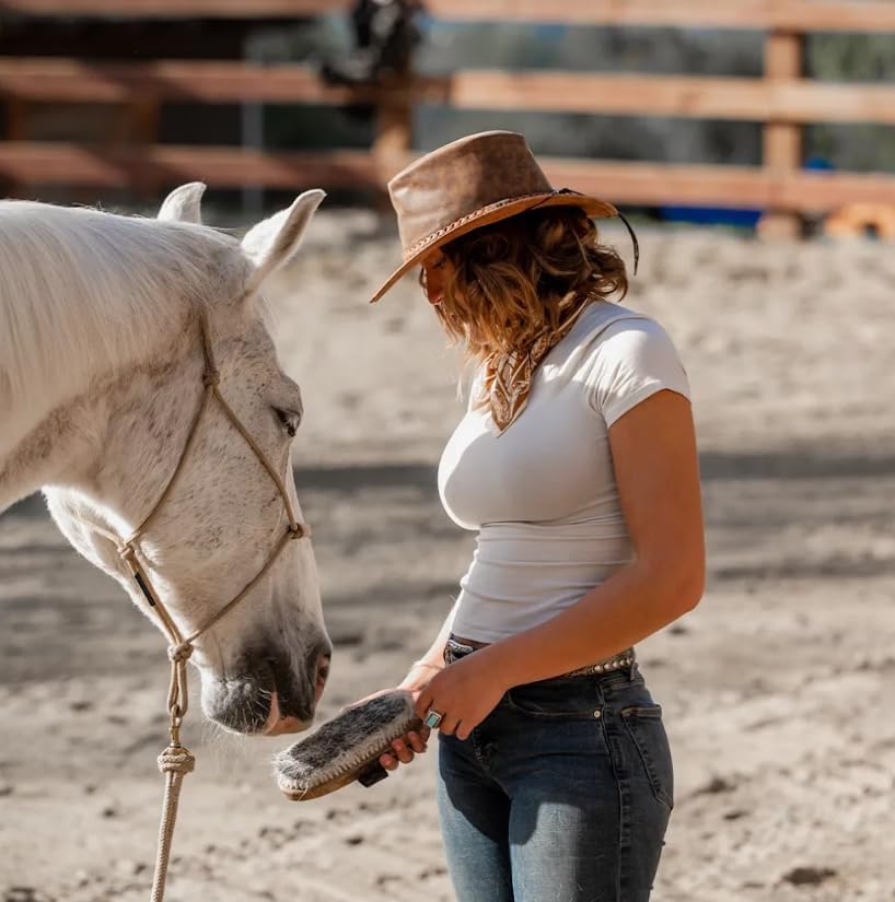 American Hat Makers Crusher Leather Cowboy Hat | Premium Crushable Outback Hat | Handcrafted & Durable for Travel - Image 3