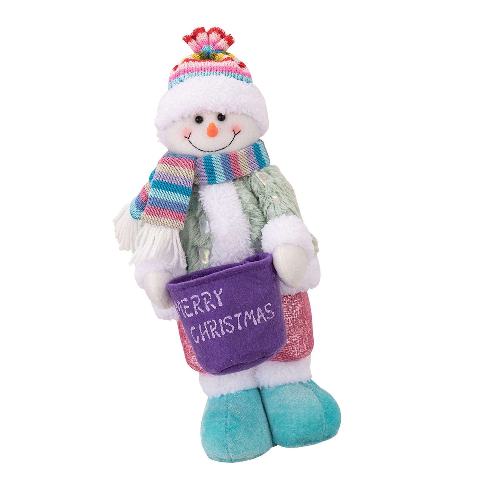 Tsophreniq Festival Santa/Snowman Figurine with Storage Basket Colorful Christmas Dolls Decoration Organiser for Small Treasure Festival Decoration Collectible