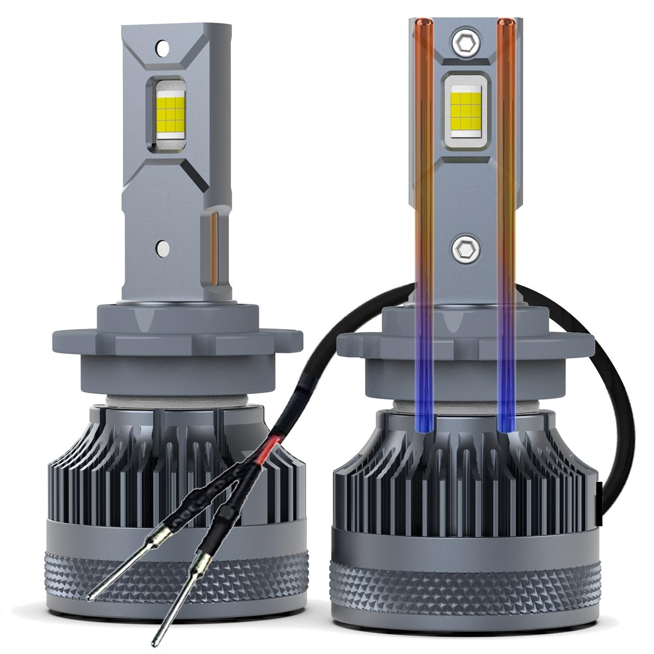 D2H LED Bulbs No Ballast Required 110W 40000Lm Super Bright 12V 6500K Cool White Built-in Fan and 2 Thermally Conductive Copper Tubes Fog Lamp