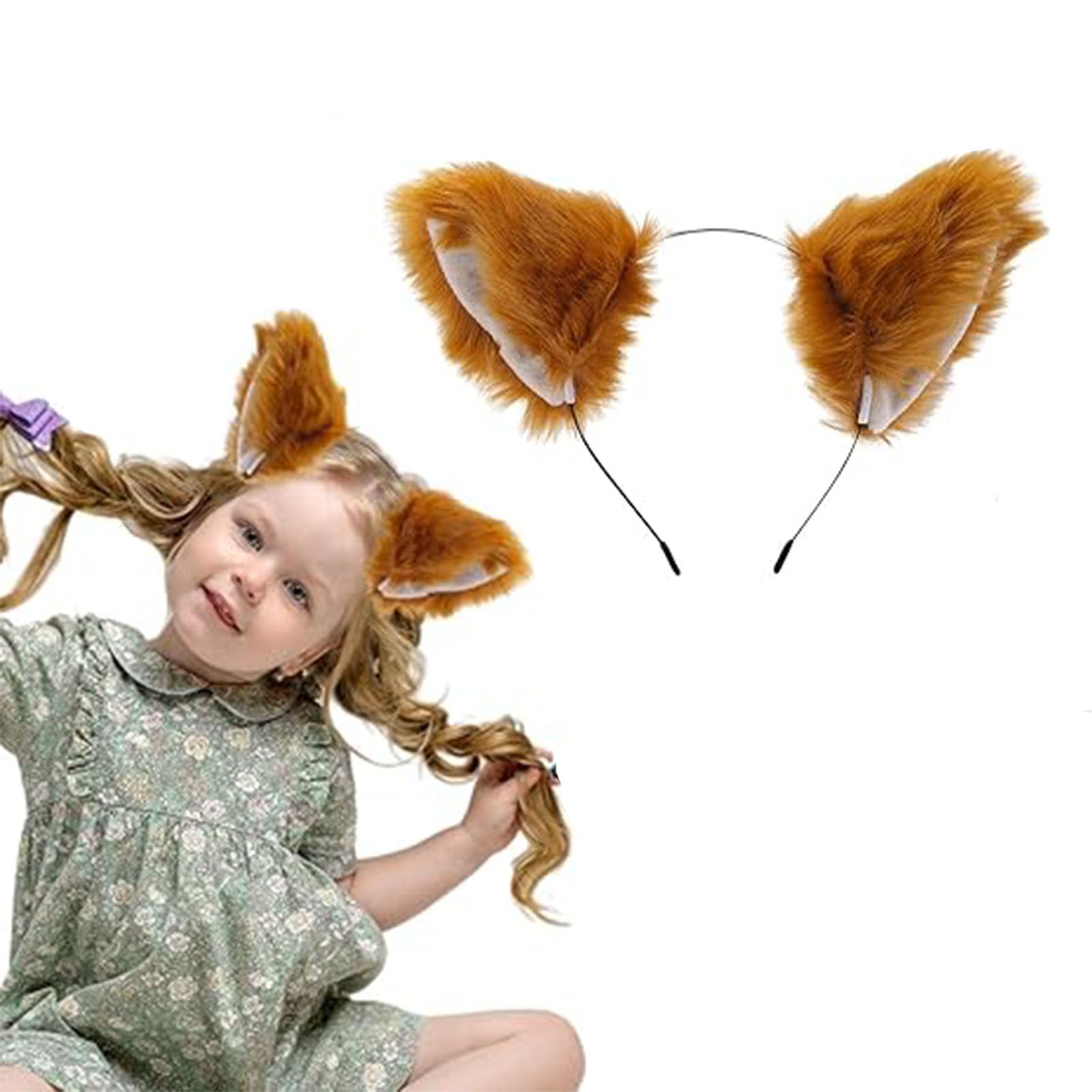 dinghaole Fox Headband, Costume With Ears, Faux Fur Cat Ears, For Fancy Dress Up Fox Cosplay Stage Show Halloween Party Costume Ears