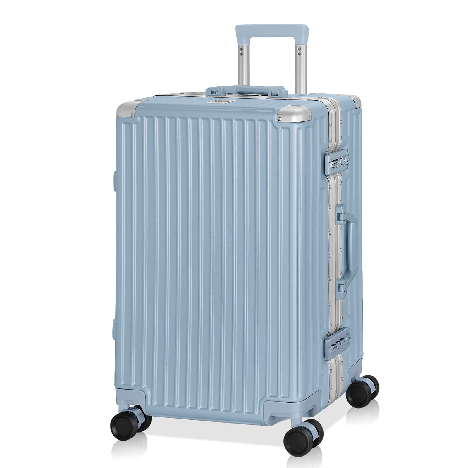 Photo 1 of AnyZip Luggage Aluminium Frame Suitcase PC ABS Hard Shell TSA Lock No Zipper 24In Haze Blue Haze Blue 24-Inch