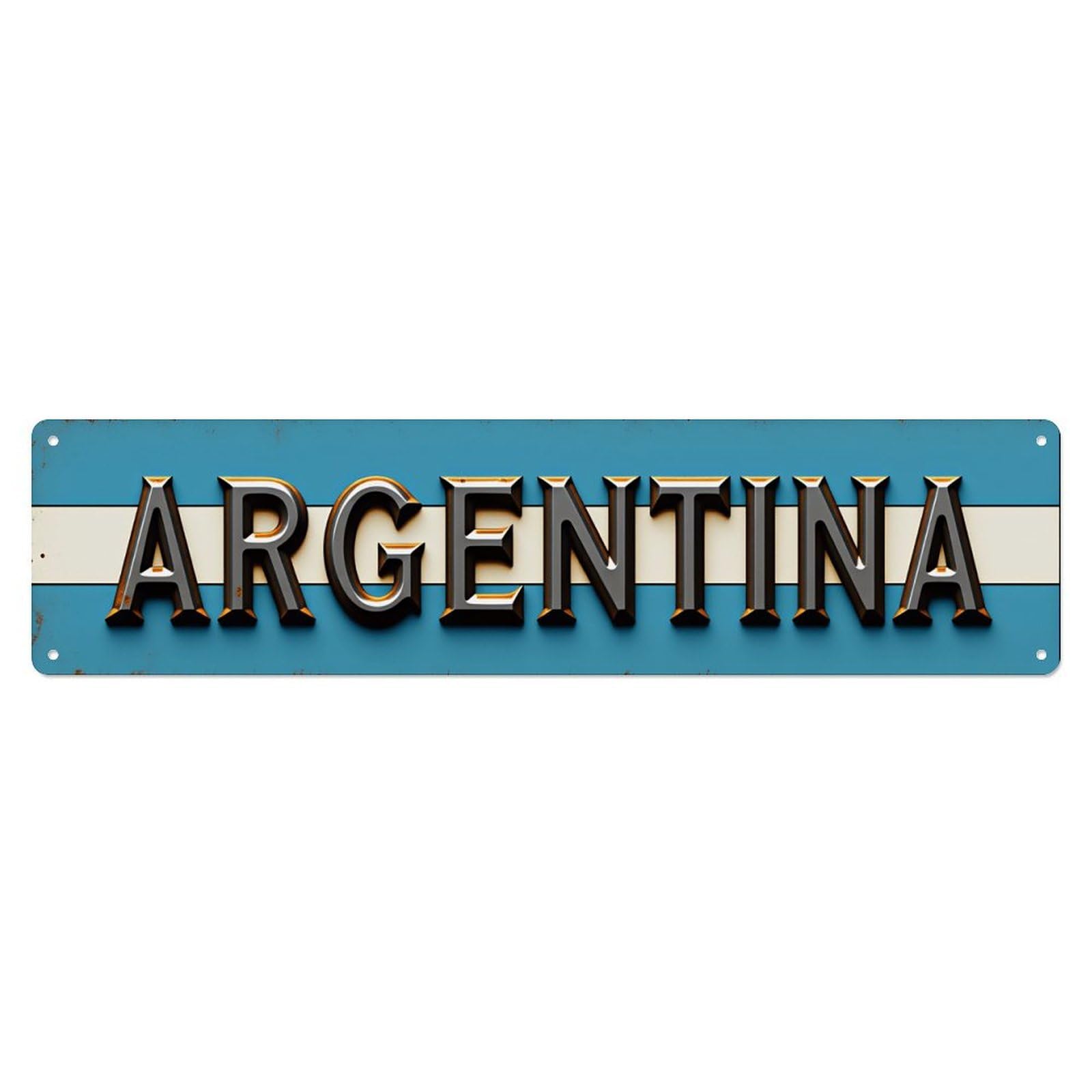 Vintage Argentina Flag Wall Decor Sign Vintage Aluminium Metal Sign, Retro Wall Decor for Home, Bar, Garage & Farmhouse 10 * 40cm