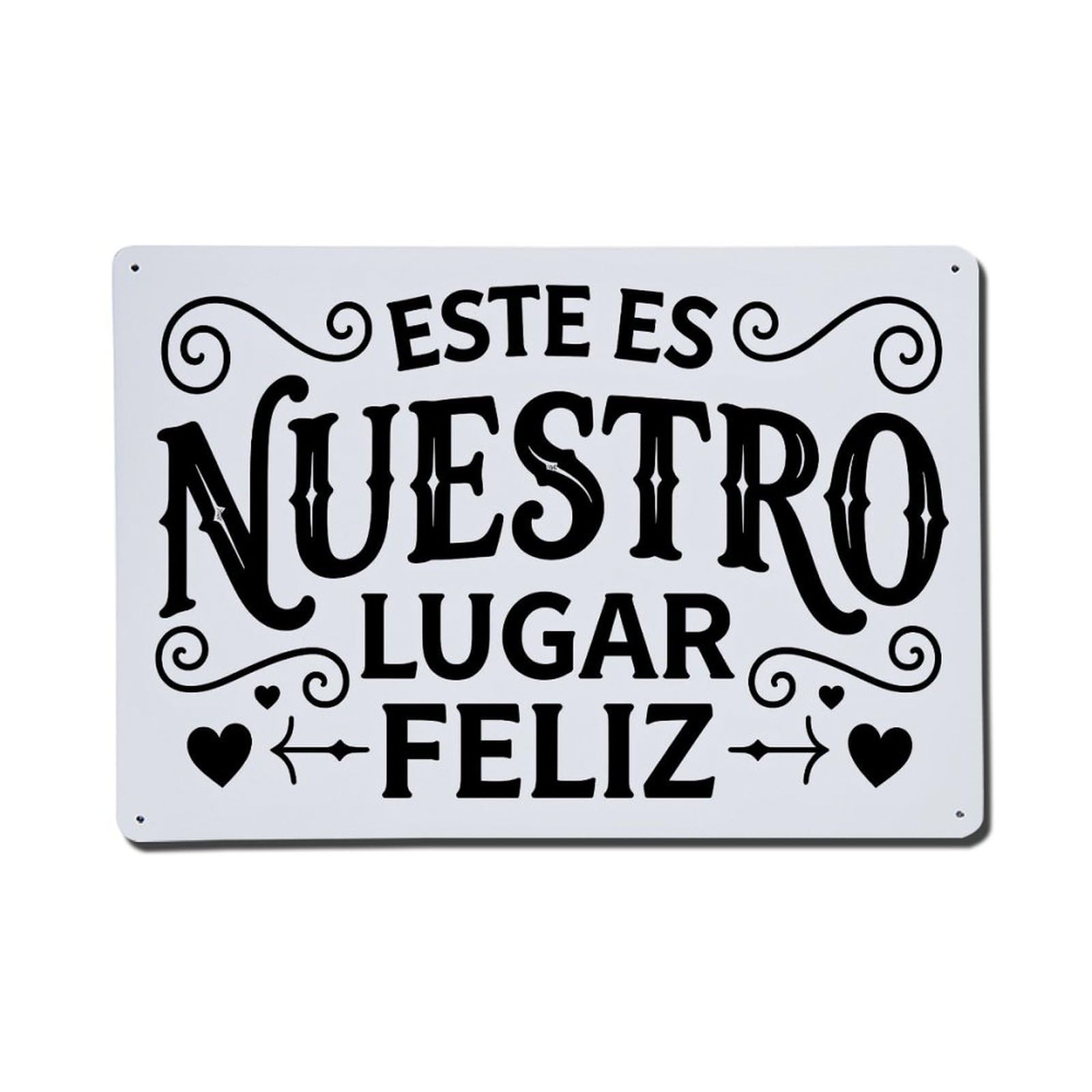 Jdfenggu Vintage Este Es Nuestro Lugar Feliz Retro Metal Tin Sign, Metal Poster For Bar, Home, Man Cave, Kitchen, Laundry Room Art Decor 8X12 Inch
