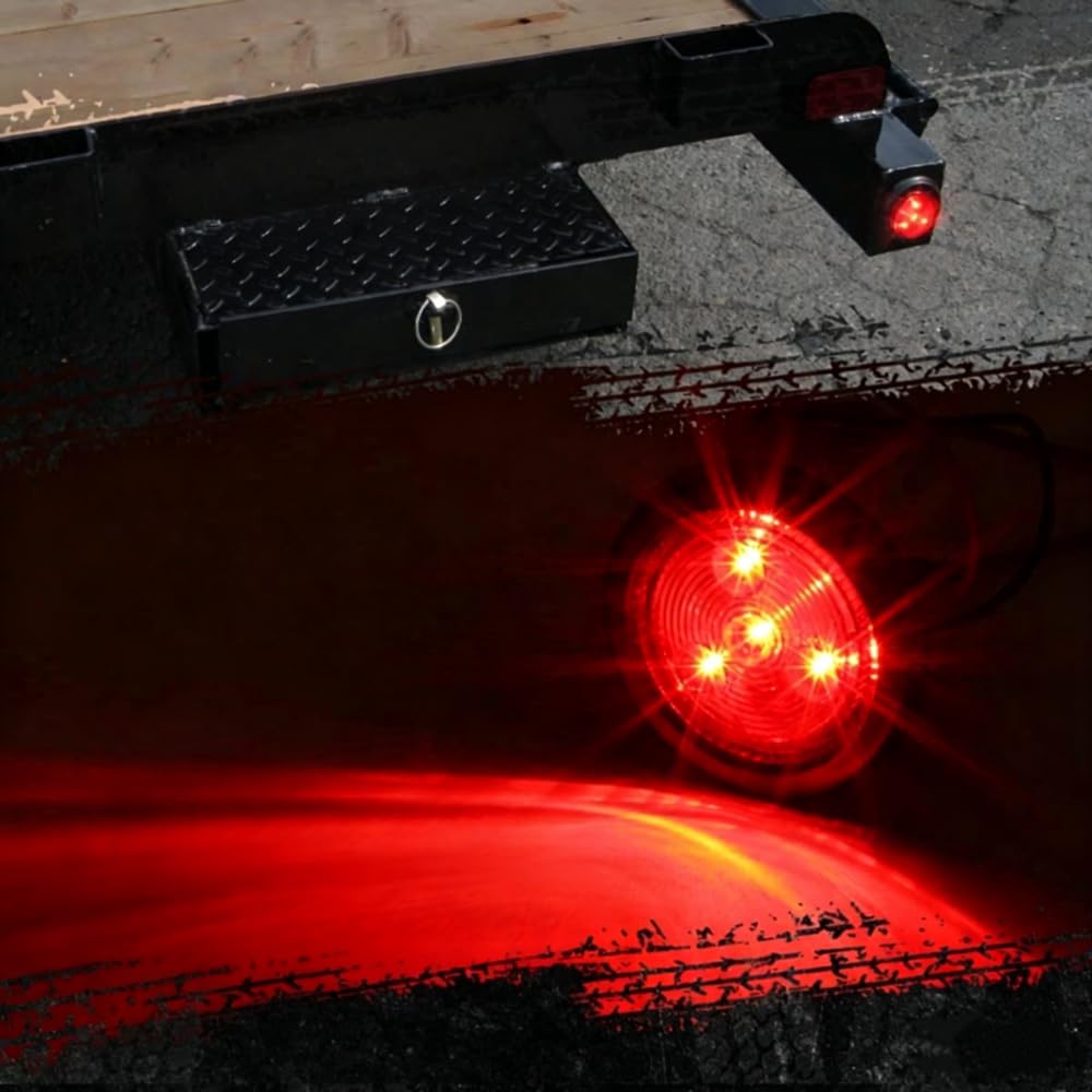 Luces de posición laterales LED 2 pulgadas, 12 V, impermeables IP67, luces de gálibo para remolque, luces LED redondas ámbar/rojas para remolque, camión, autocaravana, caravana, UTV