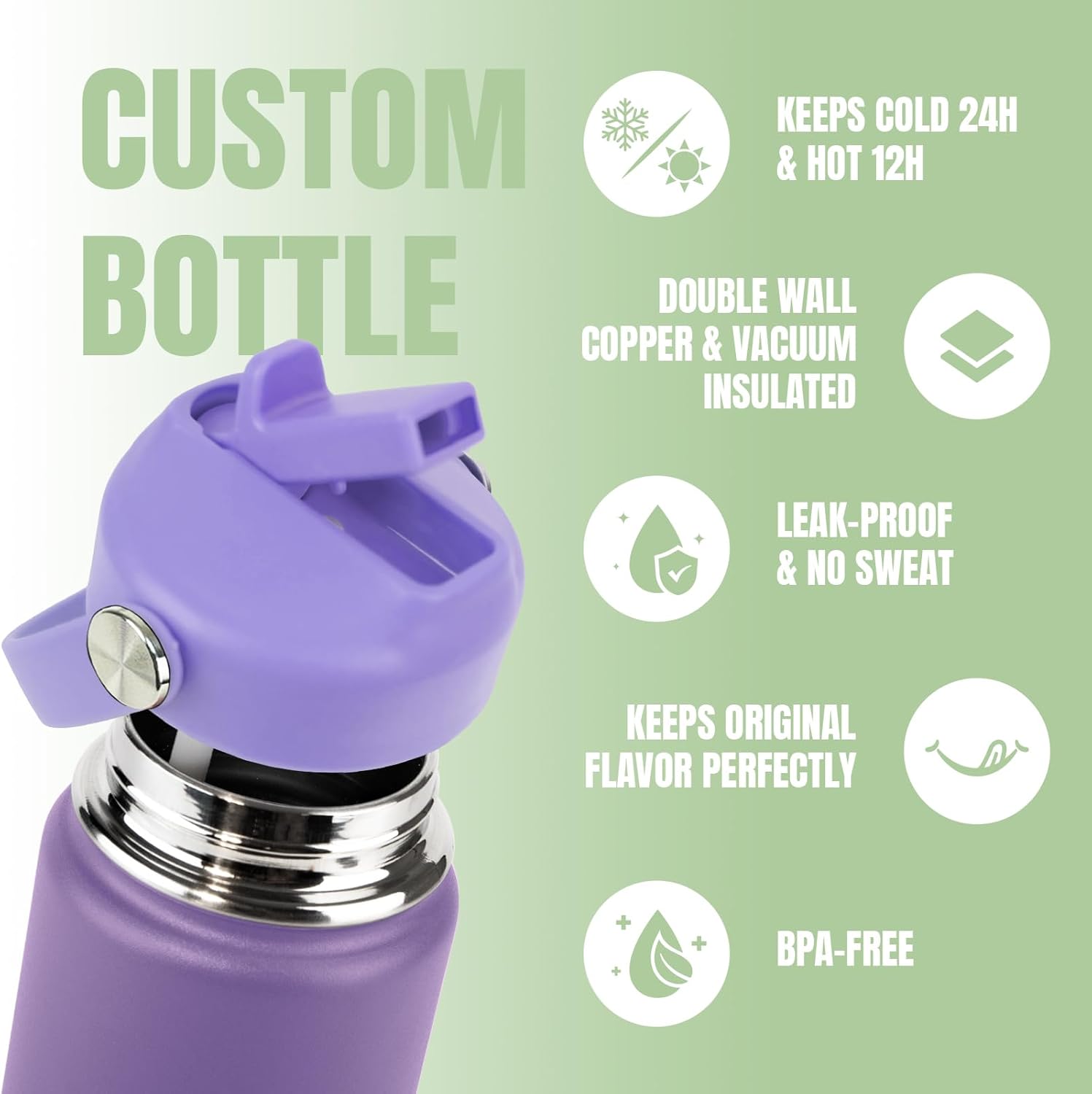 Made in USA - Personalized Kids Water Bottle with Name for School - Custom 18oz Water Bottle with Straw Lid Stainless Steel w/Engraved Names - Personalized Christmas Kids Gifts for Boys Girls - Image 9