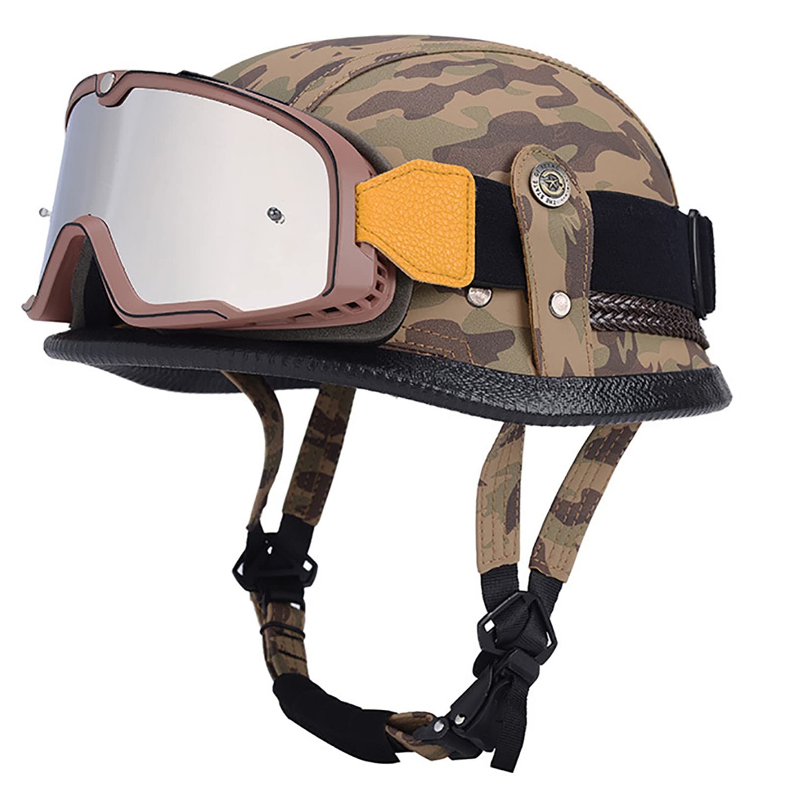 kask motocyklowy, Certyfikat ECE Styl vintage Odpowiedni dla mężczyzn i kobiet Kask turystyczny Cruiser Scooter E, XXXL = 63-65 cm