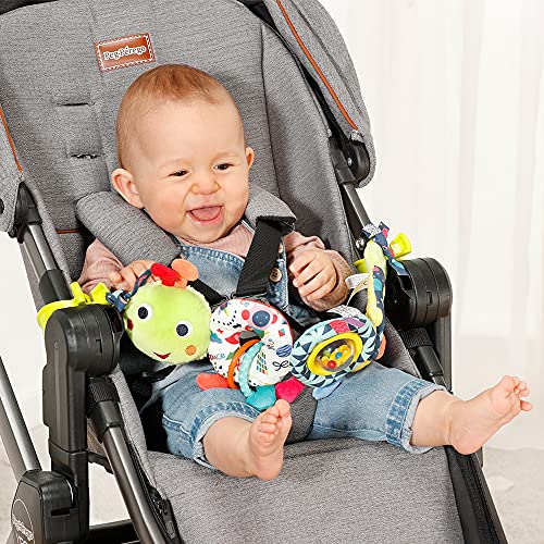 Fehn Kinderwagenkette Baby Mobile Raupe COLOR Friends – Babymobile Kette mit süßer Raupen Figur - Babyspielzeug zum flexiblen Aufhängen - Kinderwagen Spielzeug für Babys und Kleinkinder ab 0+ Monaten