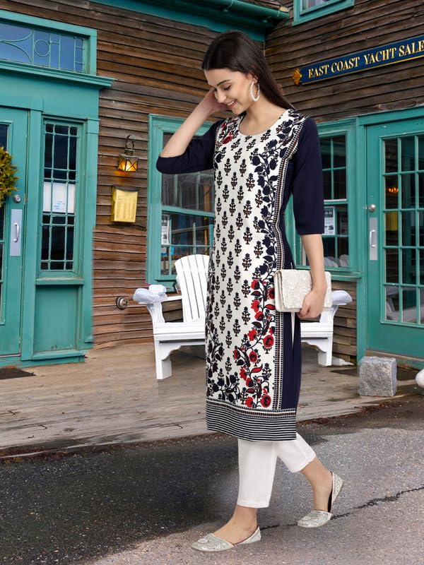 Image of Pinkmint Women's Printed Kurti for Women's Round Neck Straight Kurti for Women (Pack of 5 | Avaiable in Plus Size)