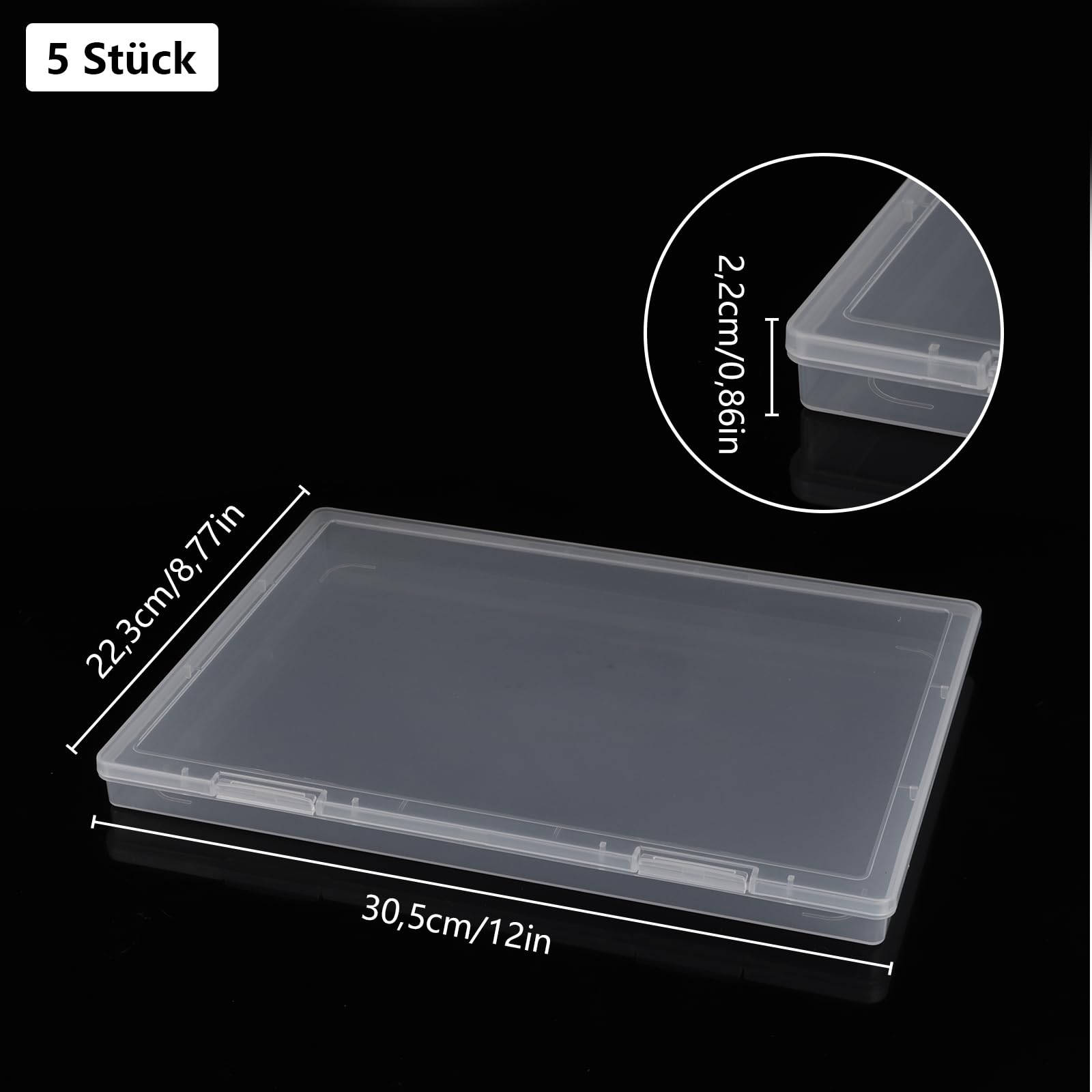 5 Stück Archivbox A4 Mehrzweck-Aufbewahrungsbox aus Kunststoff Slim schlagfest Robuste Durchsichtige Organizer A4 für Dokumente, Briefe, Sammelalben, Zeitschriften